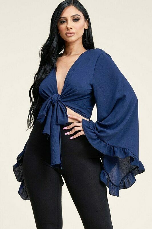 BLOUSES| Solid Bubble Crepe Blouse BLOUSES| Solid Bubble Crepe Blouse