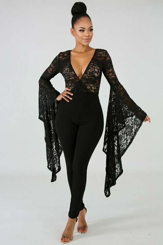 JUMPSUITS| Trumpet Sequin Lace Jumpsuit JUMPSUITS| Trumpet Sequin Lace Jumpsuit