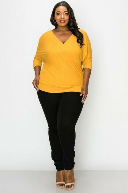 Blouses | V-Neck Pullover Rib top Blouses | V-Neck Pullover Rib top