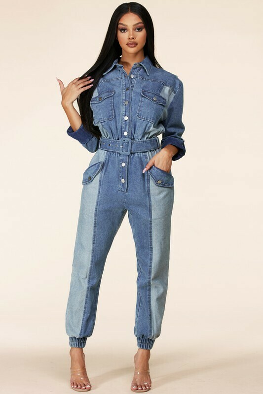 Jumpsuits | Denim 3/4 length Sleeve Jumpsuit Jumpsuits | Denim 3/4 length Sleeve Jumpsuit