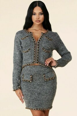 Dress |Sexy-Gold-Chain-Trimmed-Mini-Skirt-Set Dress |Sexy-Gold-Chain-Trimmed-Mini-Skirt-Set