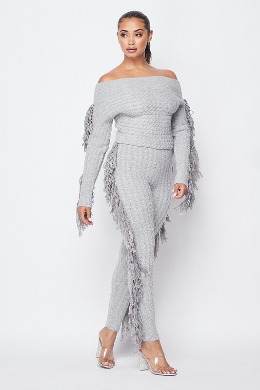 Pants sets | The Fringe-Knit-Mix-Pant-Set Pants sets | The Fringe-Knit-Mix-Pant-Set