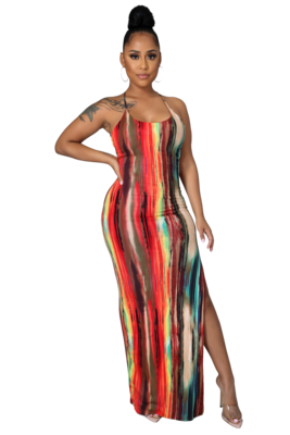 Sales| Spaghetti Strap, Lace Back Multicolor Dress