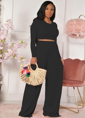 Style Drops| Sexy Crop Top and Matching Wide Leg Pant Set