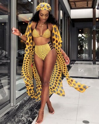 SWIMWEAR| 3PC Africa Sexy High Waist Cover Up Swimwear
