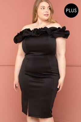Plus Size Dresses |  Off The Shoulder Ruffle Midi Dress