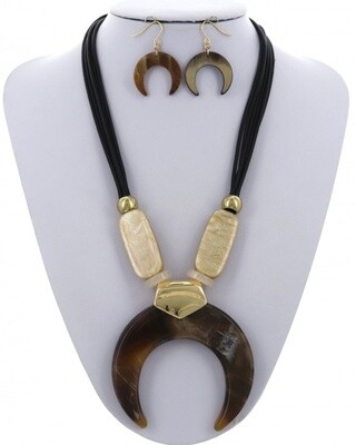 Necklace &amp; Earring Sets | Acetate Pendant Cord Necklace &amp; Earring Set