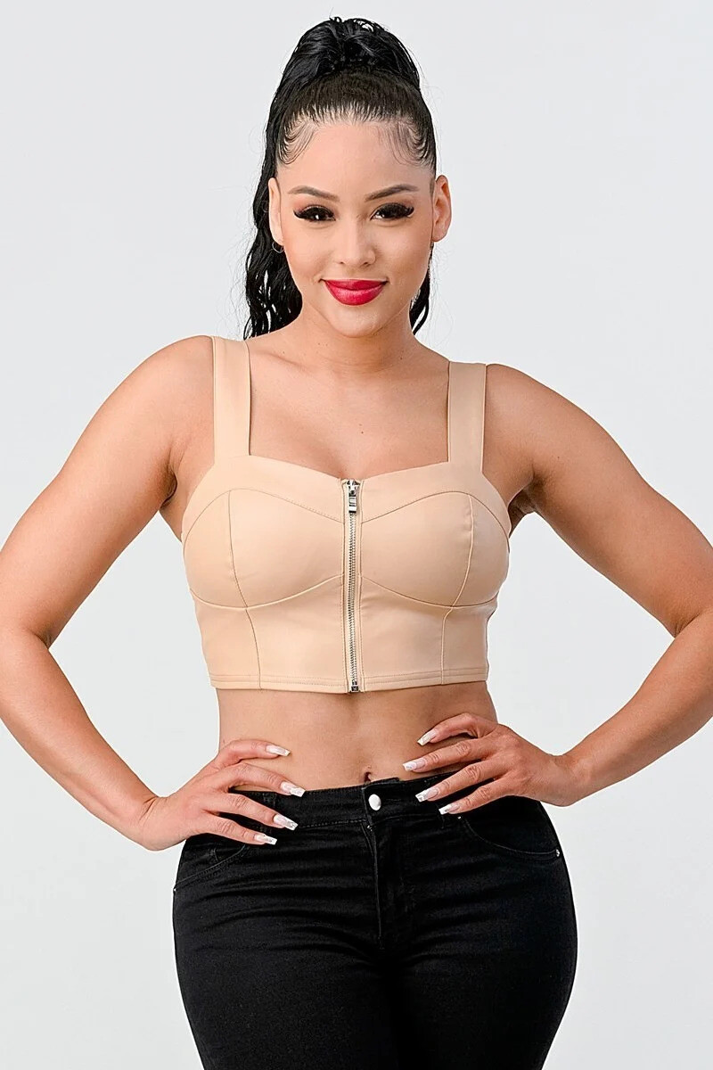 Tops | Lux Faux Leather Cropped Top