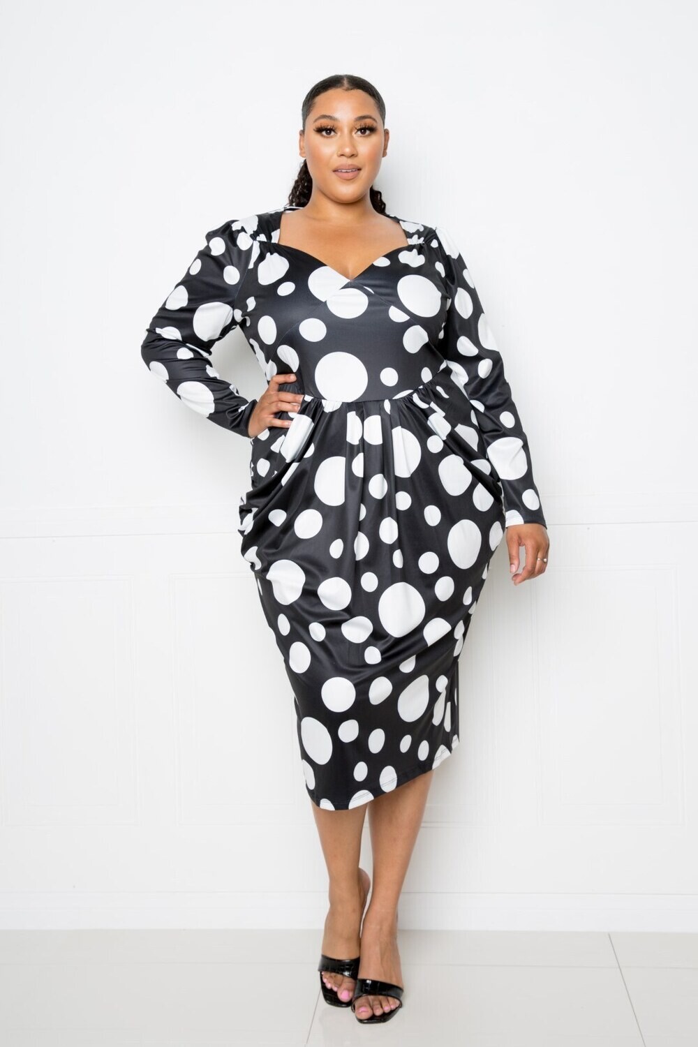 Plus Size Dresses | Polka Dot Drop Waist Dress