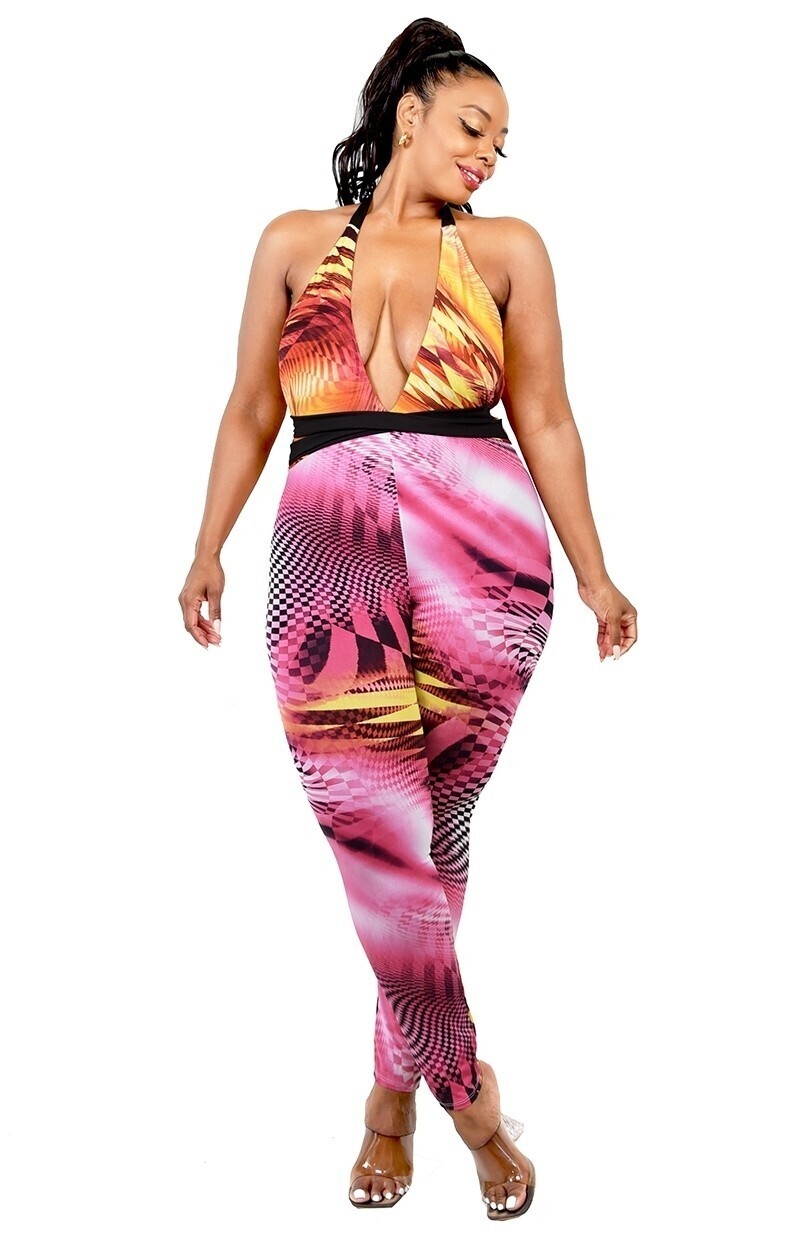 Plus Size Jumpsuits &amp; Rompers | Criss Cross Mock Neck Jumpsuit