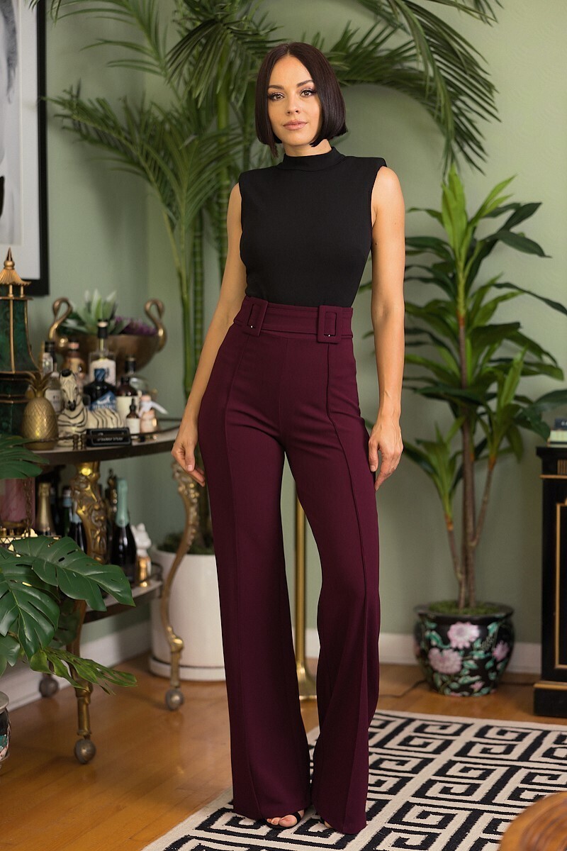 Bottoms | High-Waisted Pant w/Buckle Detail