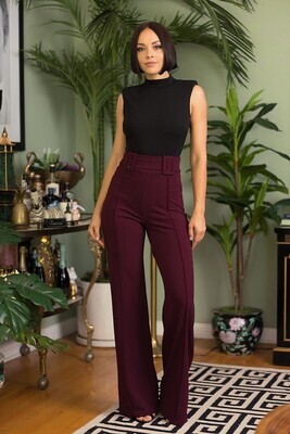 Bottoms | High-Waisted Pant w/Buckle Detail