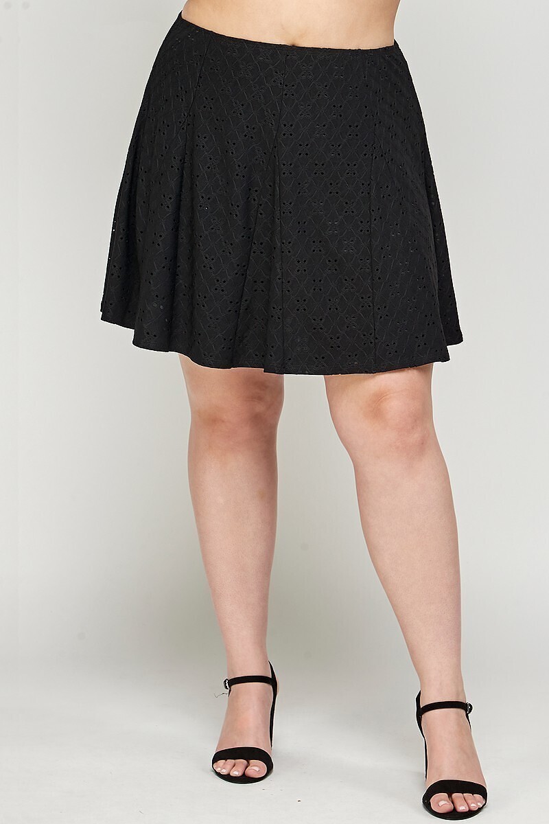 Plus Size bottoms | Knit Eyelet A-line Skirt