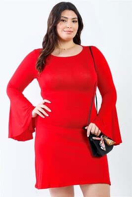 Plus Size Dresses | Bell Sleeve Mini Dress