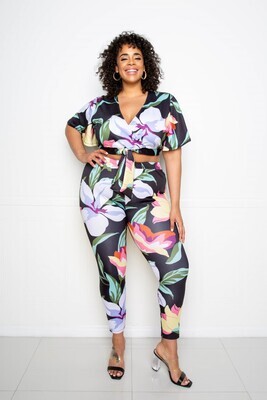Activewear |  2pc Floral Plus-Size Jogger Set