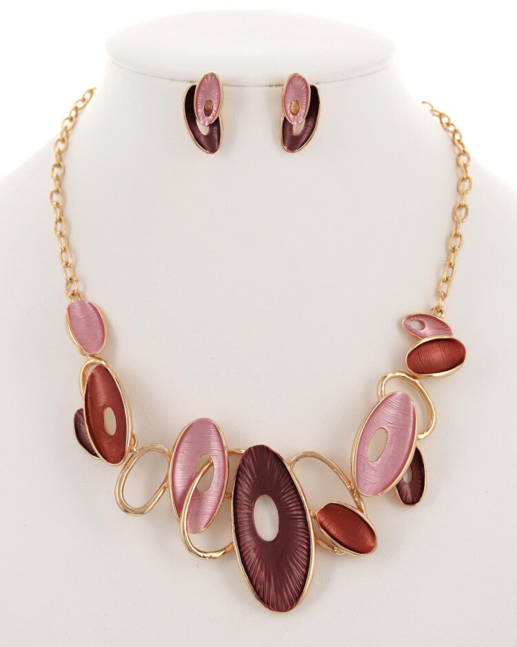 Necklaces &amp; Earring Set | Metal Enamel Statement Necklace &amp; Earring Set