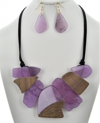 Necklace &amp; Earrings | Statement Acetate Wood Necklace &amp; Earring Set