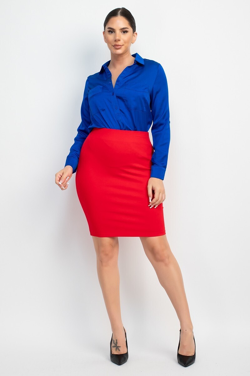 Skirts | Elastic Fitted Basic Pencil Skirt