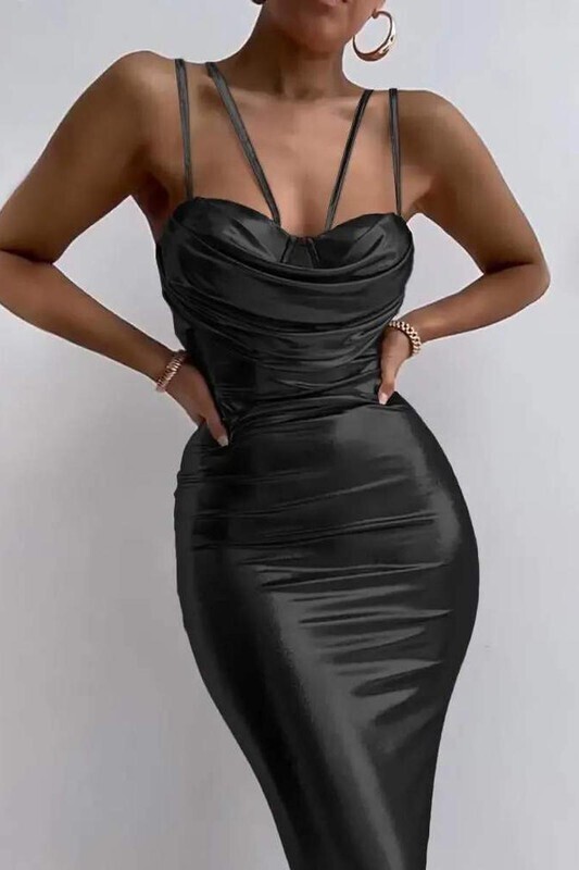 Pleather Fashion | Metallic PU Leather Bodycon Dress