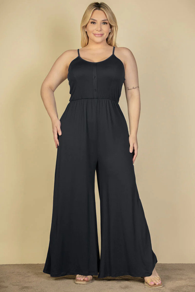 Plus Size Jumpsuits &amp; Rompers | Button-Front Jumpsuit