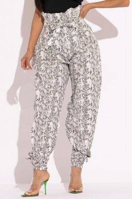 Bottoms | Snakeskin Print Paperbag pants