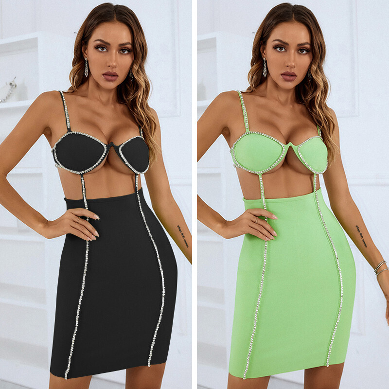 Dresses | Rhinestone Wire Bandage Dress