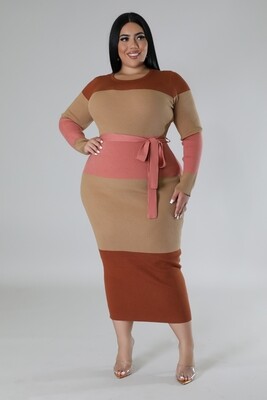Plus Size Dresses |  Color Block Midi Dress