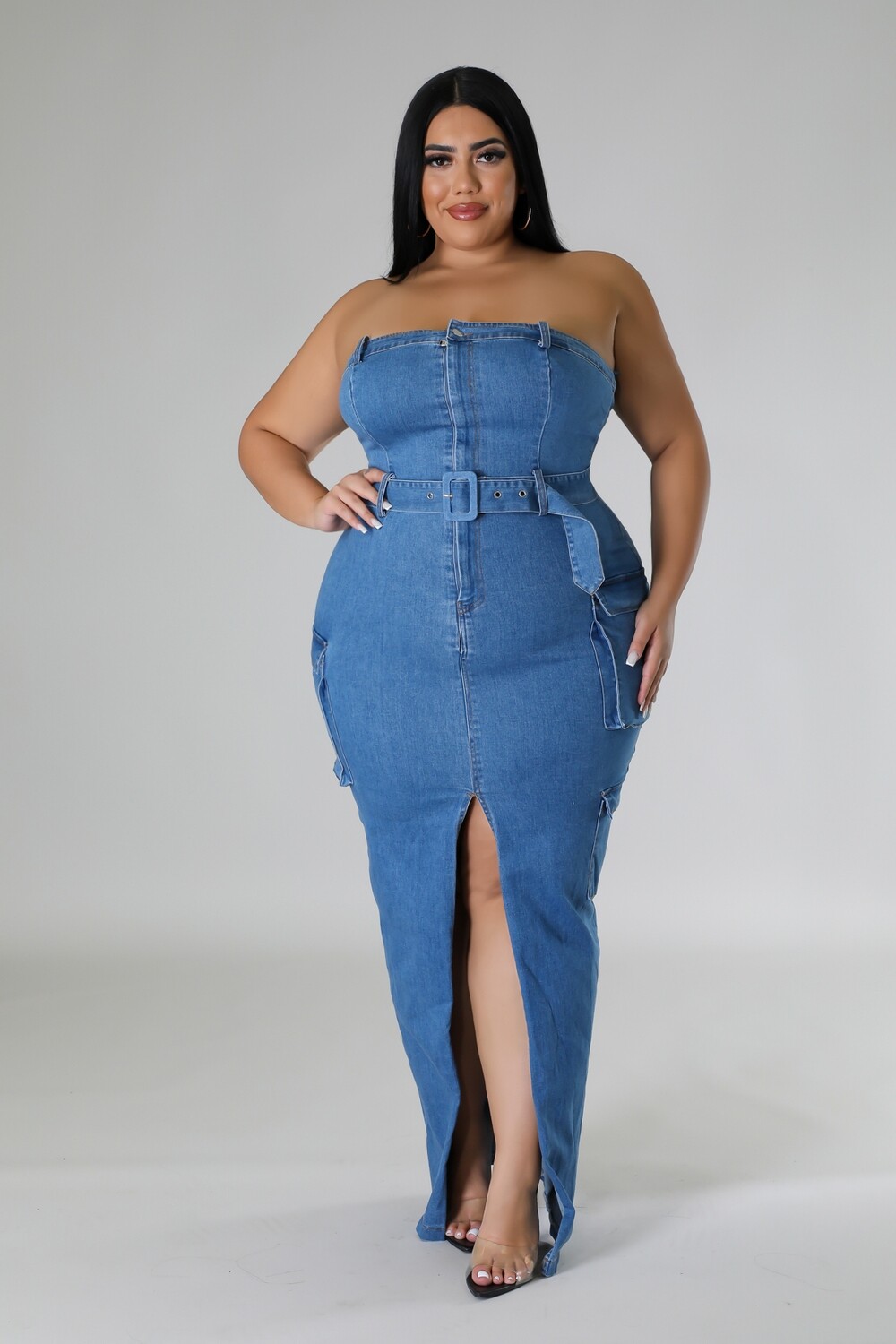 Plus Size Dresses |  Denim Maxi Dress