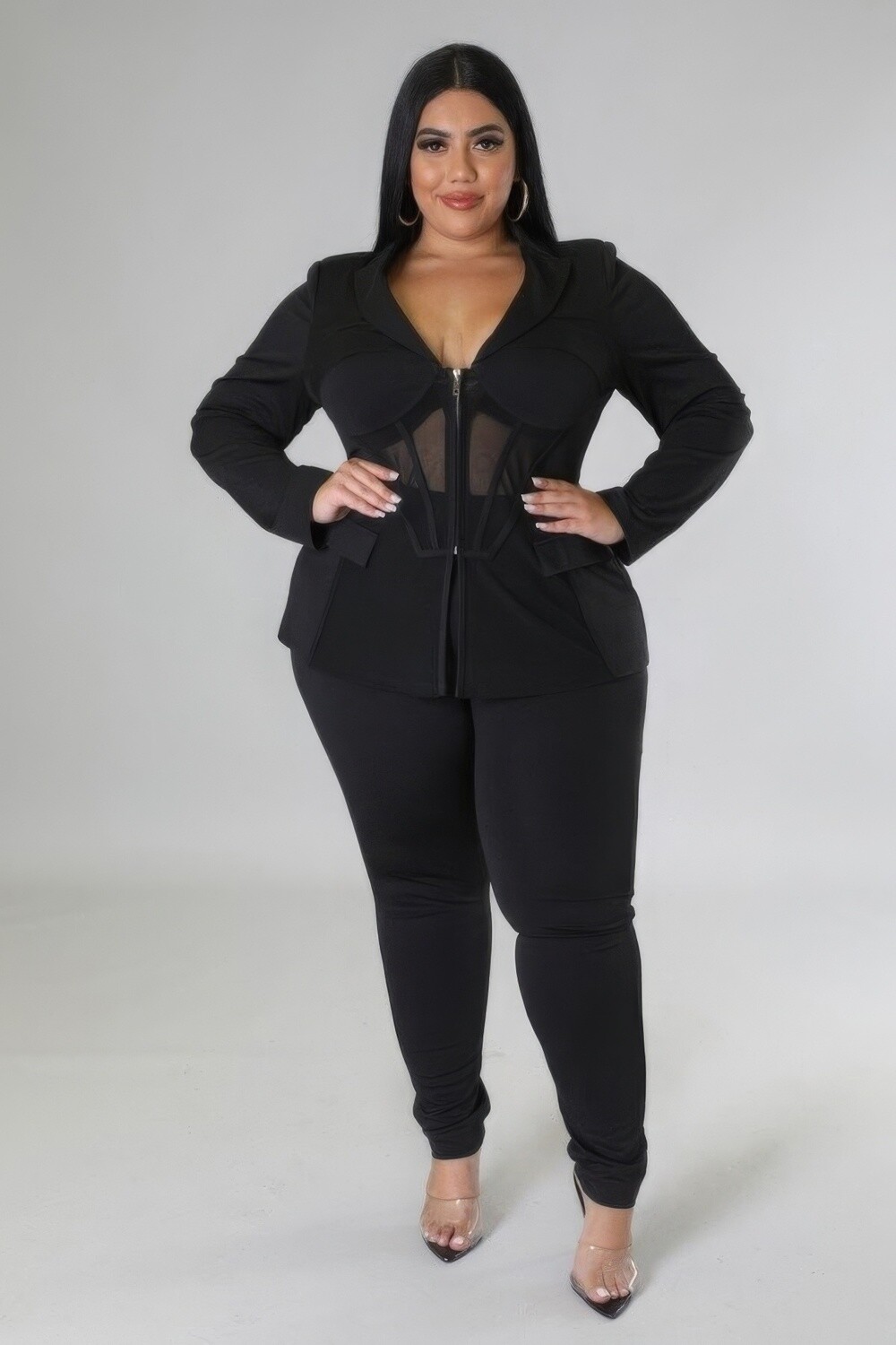 Plus Size Pants Sets | 2pc Sheer Top Pants Sets