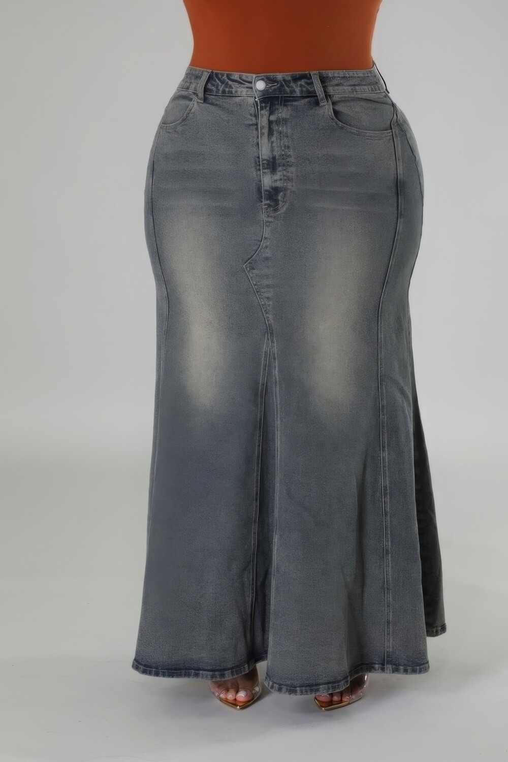 Plus Size Bottoms| High-waisted Stretch Skirt