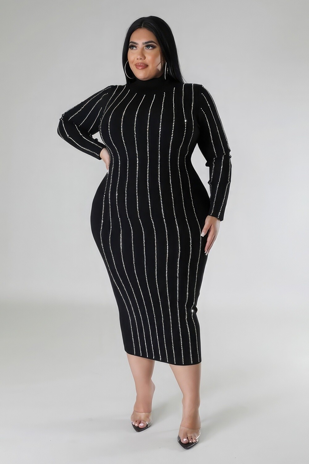 Plus Size Dresses | Turtleneck Stretch Dress