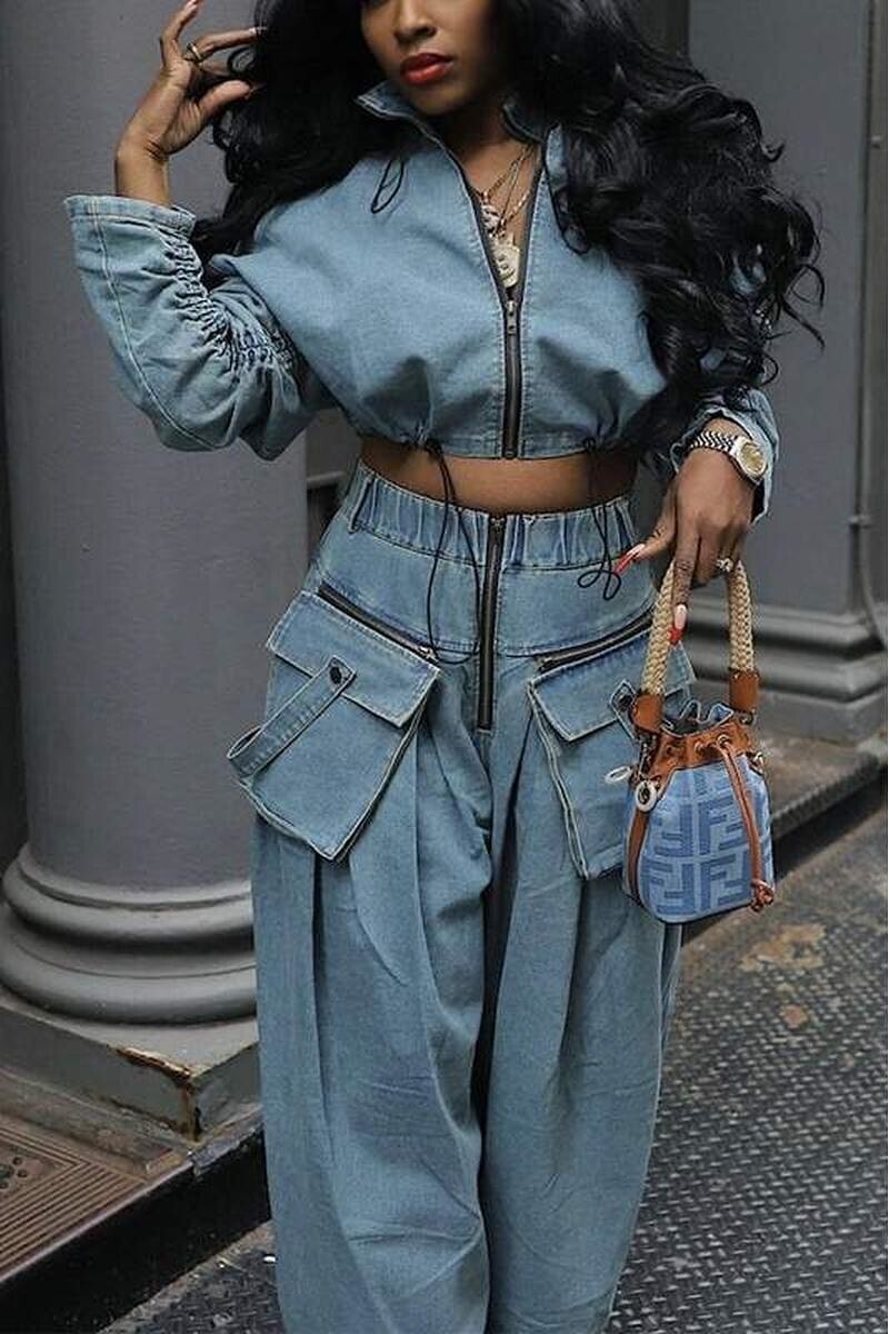 Pant Set | Fashion Forward Baggy Denim Pants Set