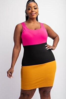 Plus Size Dresses | Bold Color Block Tank Dress - Bodycon
