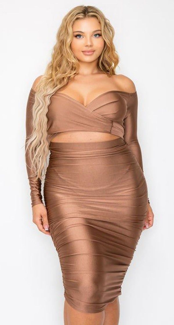 Plus Size Dresses | Cross-Wrap Off Shoulder Dress