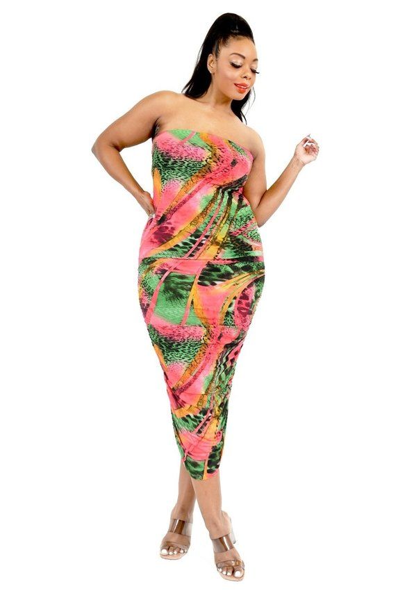 Plus Size Dresses | Print Tube Top Dress