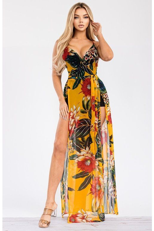 Dresses | Tropical Print Maxi Dress - Limited Stock!