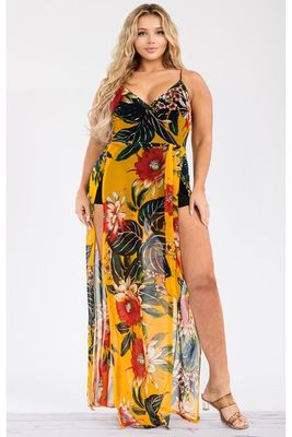 Plus Size Dresses | Plus Size Tropical Print Maxi Dress - Limited Stock!