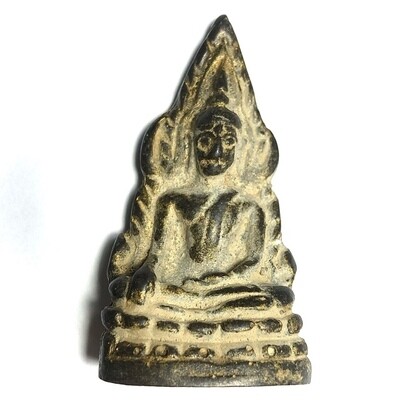 พระพุธชินราชไม้แกะ ทาบรอนทอง สภาพเก่าสวยสมบูรณ์ ขนาด 5 x 2.5 Cm.