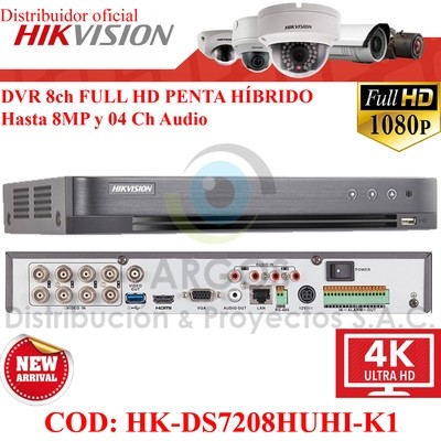 NUEVO! DVR 08CH FULL HD HASTA 8MP 1HDD 8 AUDIOS COAXITRON | PENTA HÍBRIDO HIKVISION