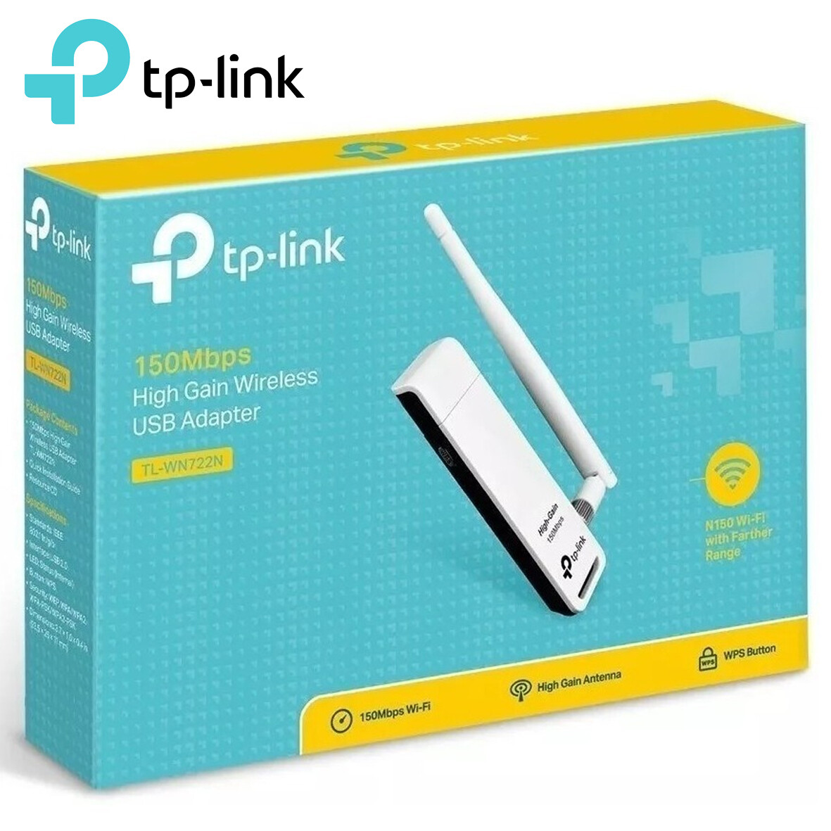 ADAPTADOR RECEPTOR WIFI USB TP LINK TL-WN722N 2.4Ghz, 802.11b/g