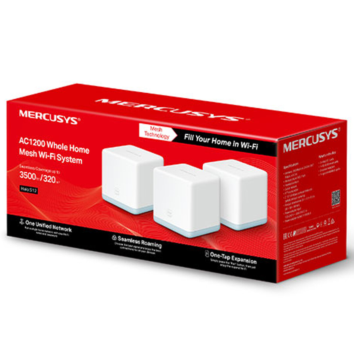 SISTEMA WIFI HALO MESH PARA TODA LA CASA S12-3 AC1200 MERCUSYS 320m CUADRADOS