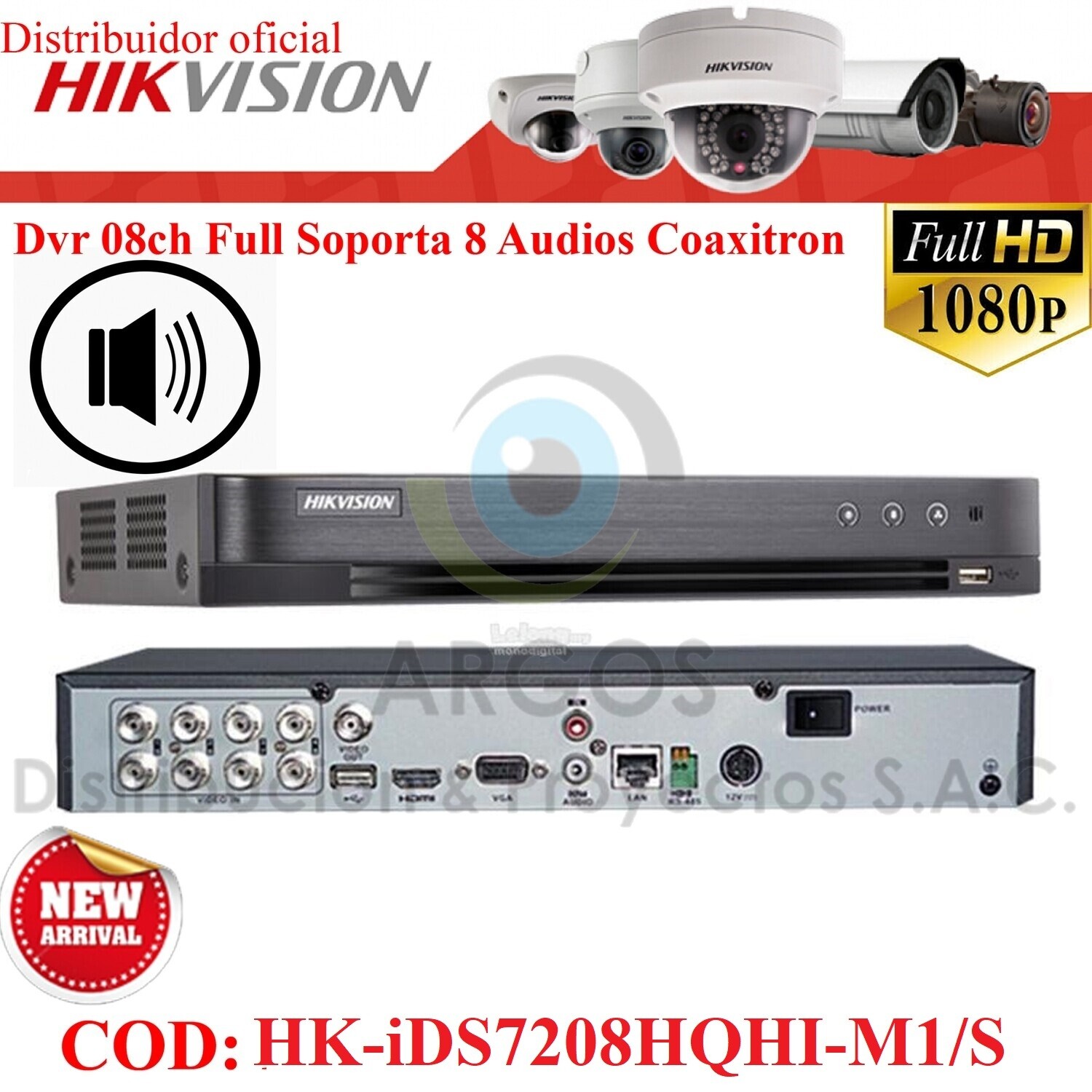 ¡Nuevo! DVR 08CH FULL HD 1080P | SOPORTA 8 CAMARAS CON AUDIO | PENTA HIBRIDO | HIKVISION