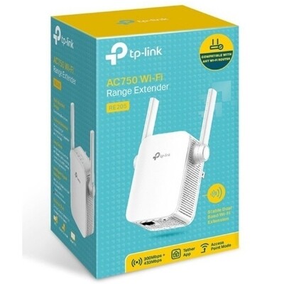 REPETIDOR WIFI SIN CABLEADOS RE205 DUAL BAND AC750 TP LINK