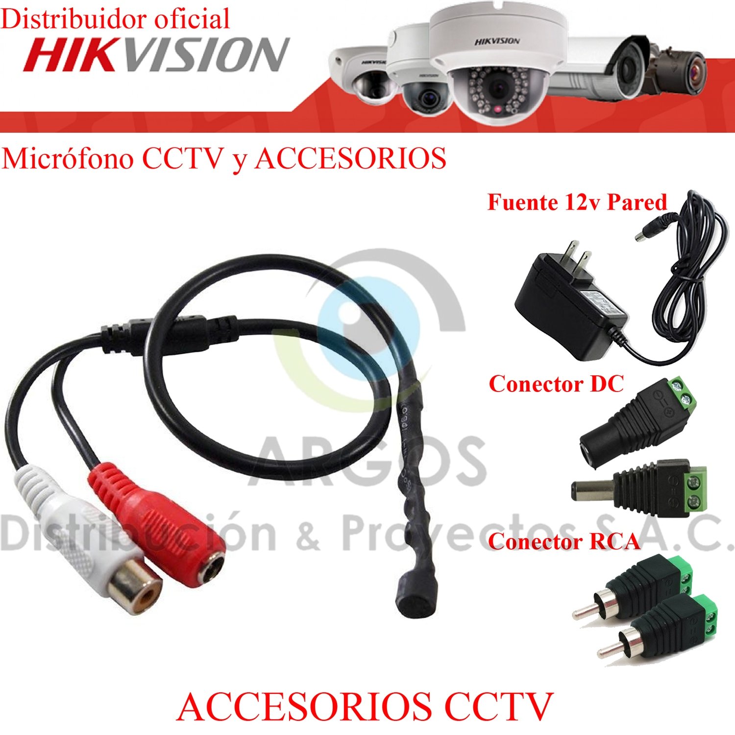 KIT COMPLETO MICROFONO CCTV Y ACCESORIOS