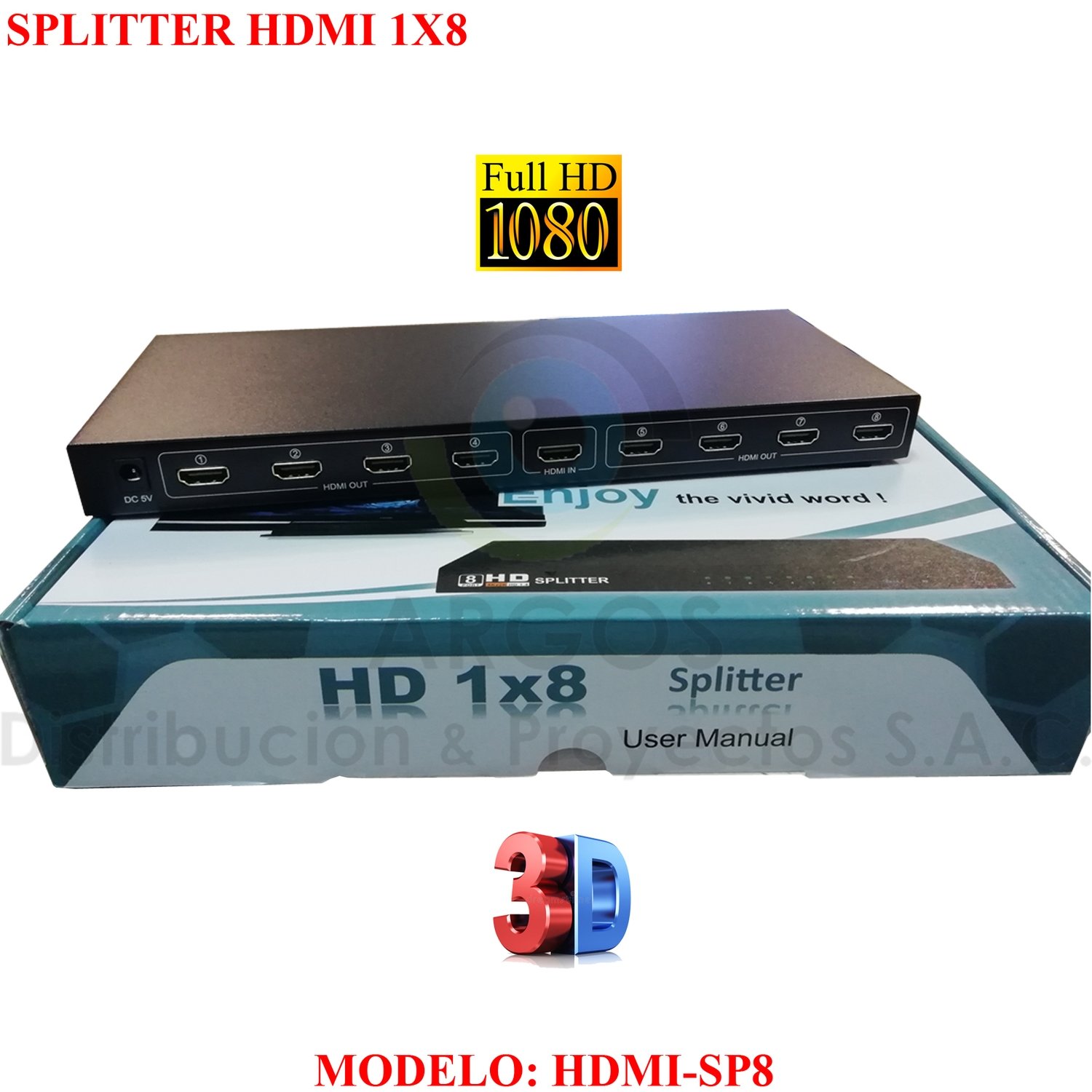 SPLITTER HDMI 1 A 8 SALIDAS