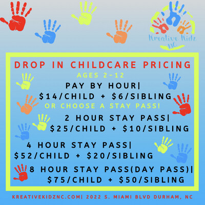 Drop In Childcare- SIBLING Hourly Rate 