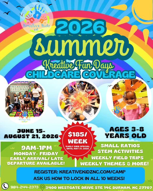 SUMMER COVERAGE HALF DAY- WEEKLY RATE (AGES 3-8)-- EARLY BIRD SPECIAL