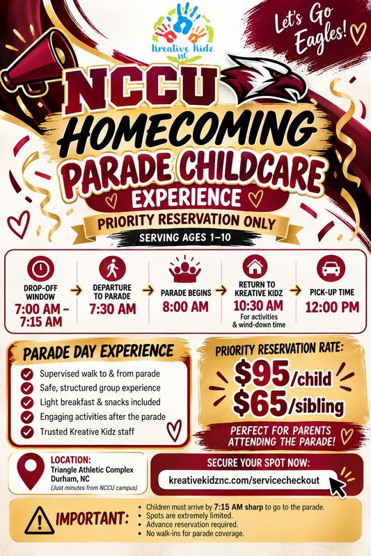 NCCU HOMECOMING CHILDCARE- PARADE MORNING CHILDCARE