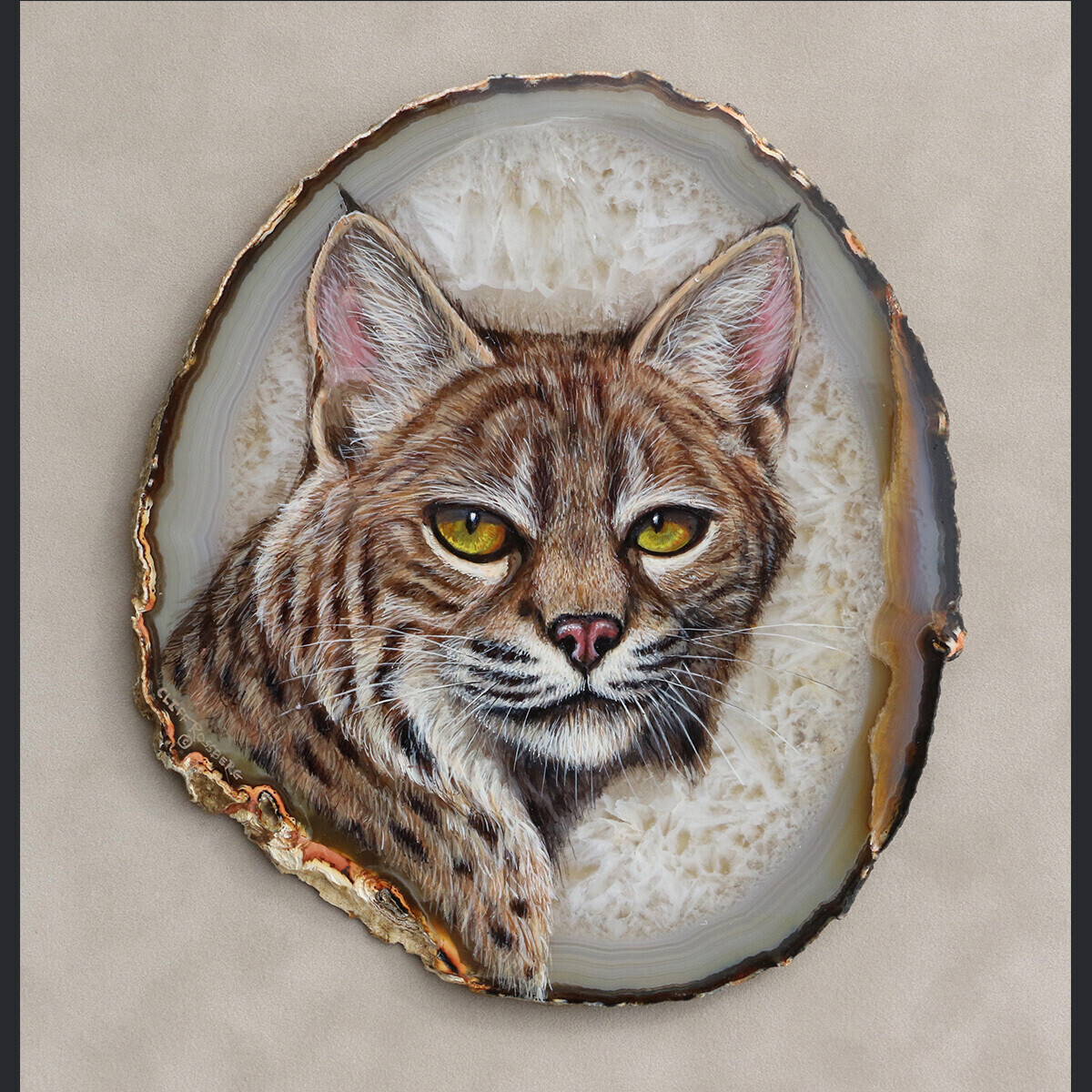 Cat Eyes - acrylic on agate