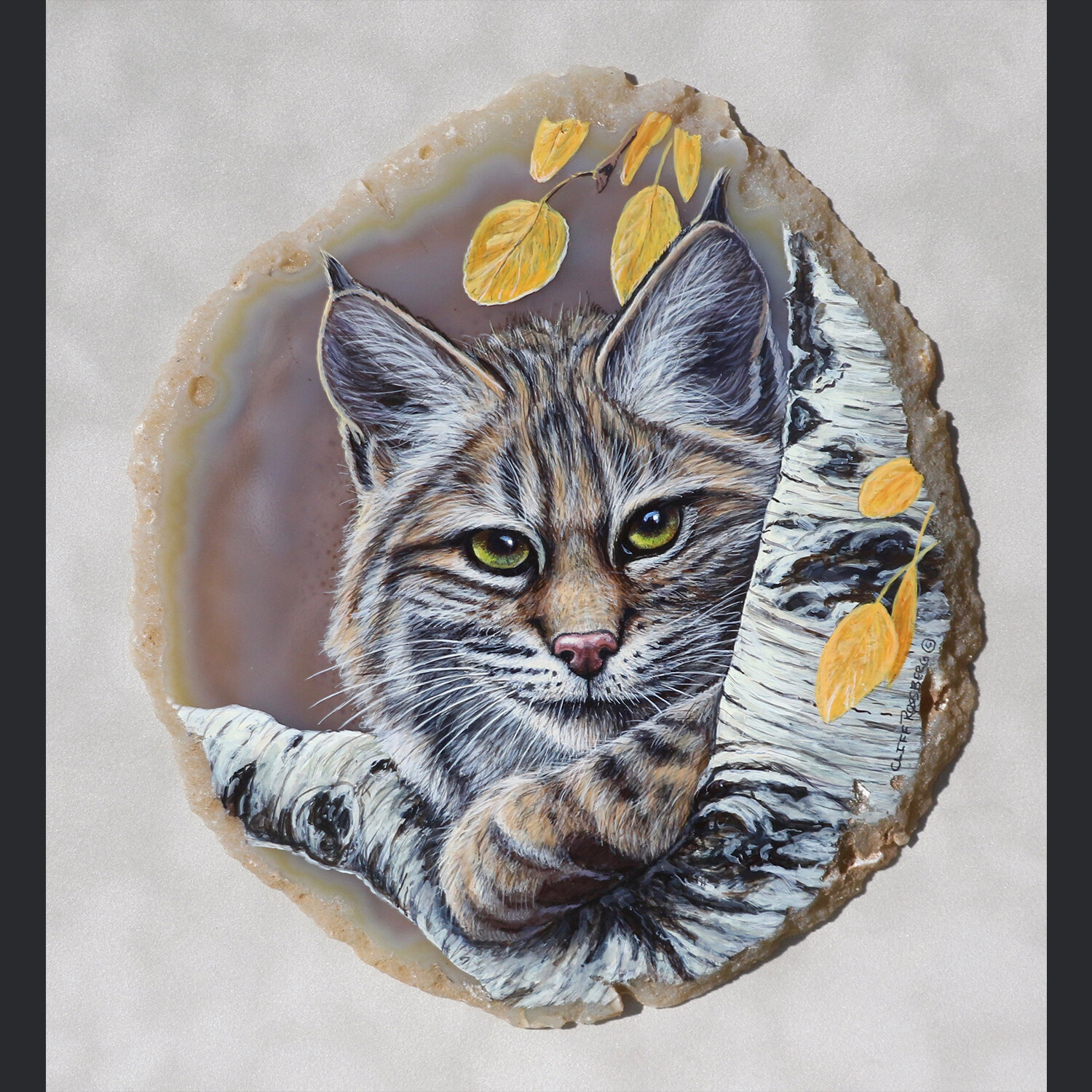 Watchful Eyes - acrylic on agate
